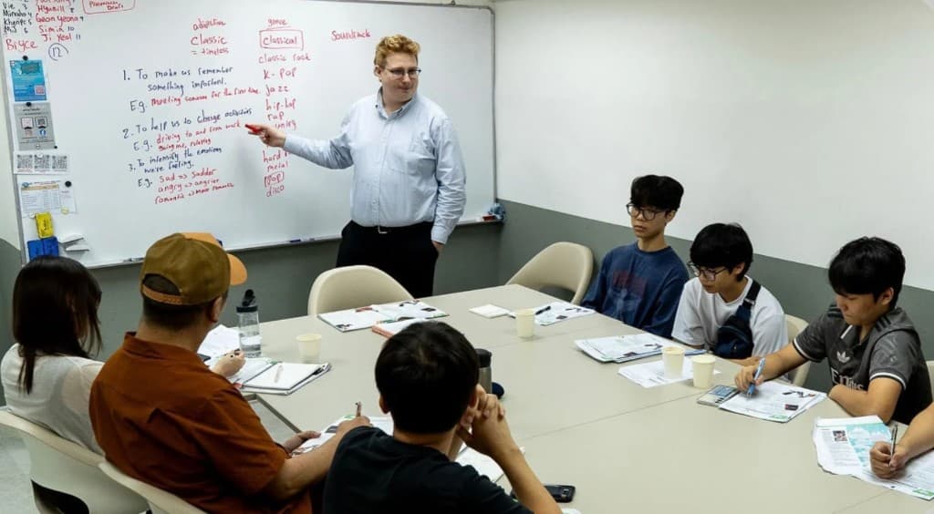 CEC English classroom with teacher and students