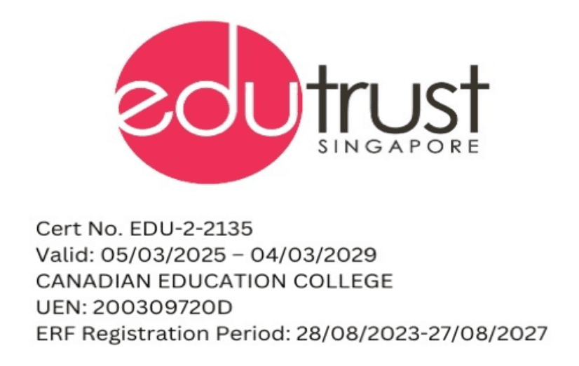 EduTrust Singapore certification for Canadian Education College
